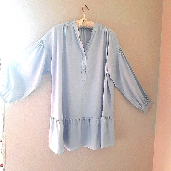 Elizabeth and James Collarless Shirt Dress Blue XL - Picture 5 of 16